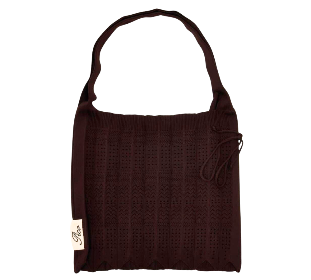 Lang Rosalia strikket taske - brun